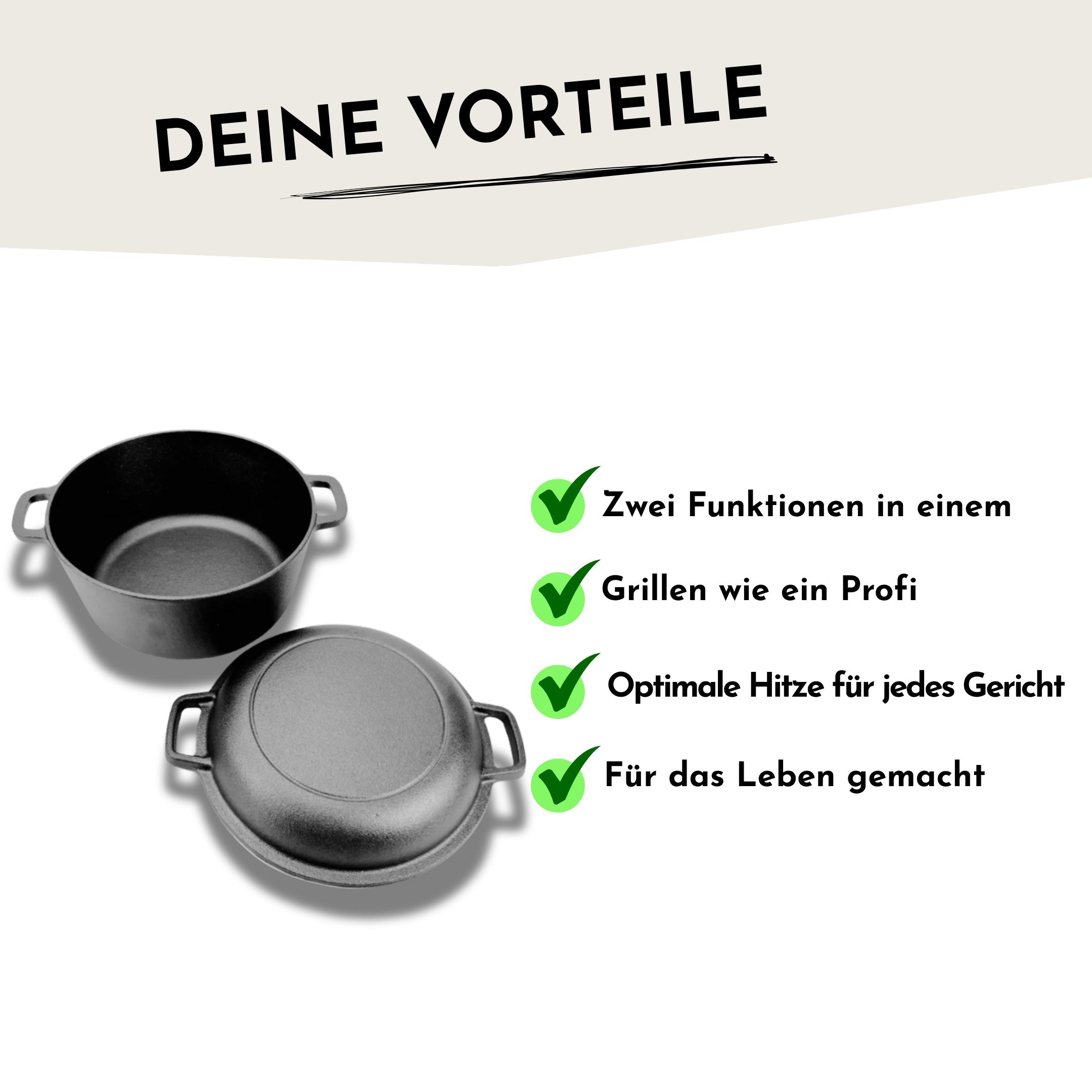 2in1 Gusseisen-Topf & Pfanne