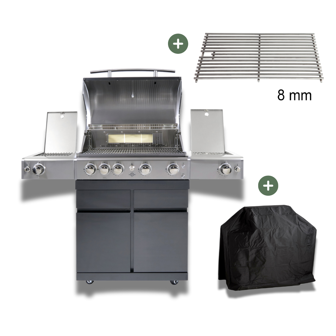 ALLGRILL CHEF L Schwarz – Gasgrill-Set mit Steakzone® & Air System