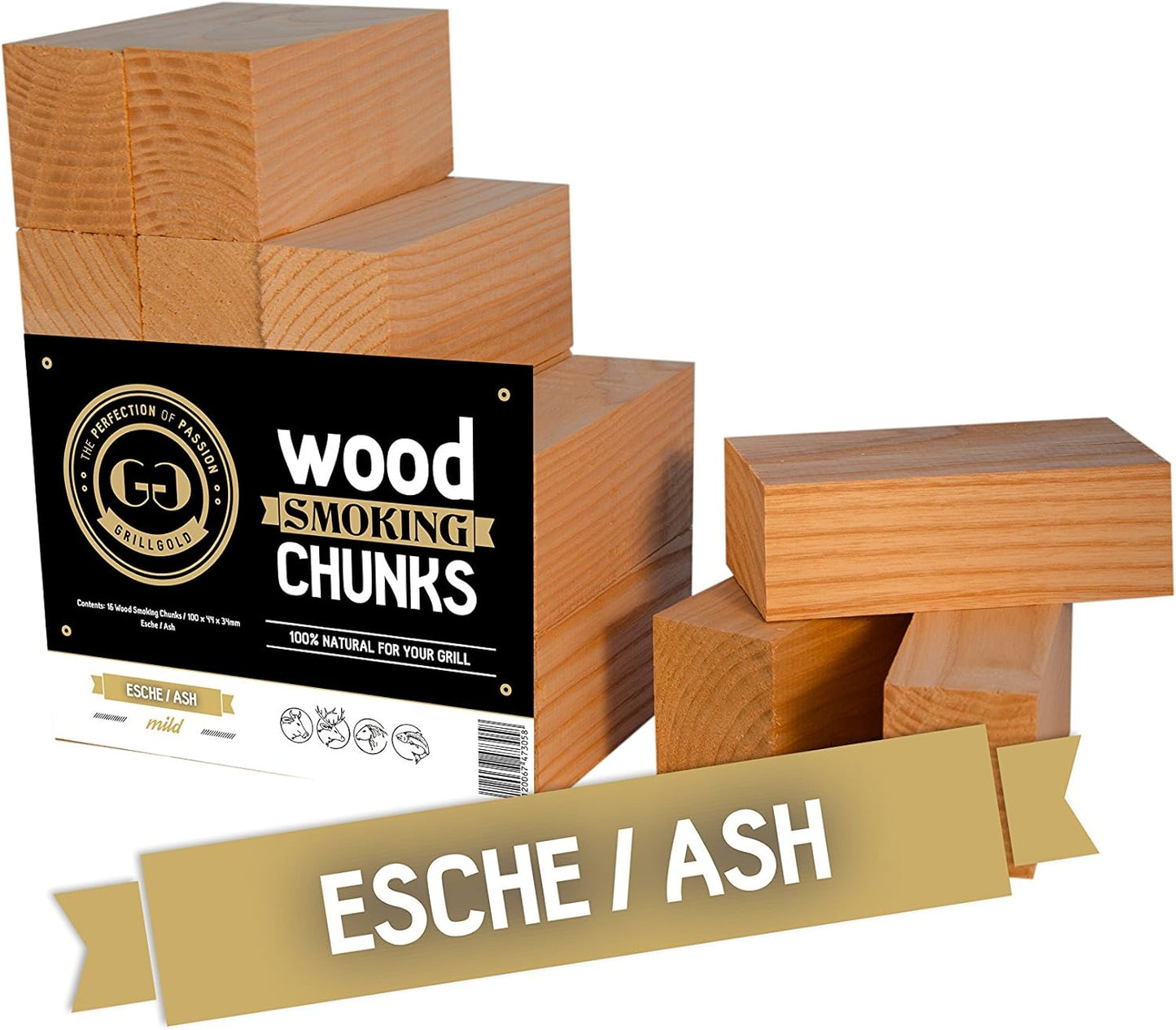 Räucherholz Esche - GRILLGOLD Wood Smoking Chunks (16 Stück)